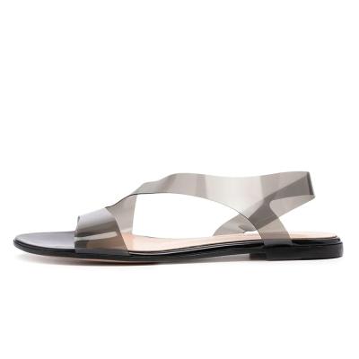 China Clear FLAT Transparent Sandals PVC Summer Flat Shoes For Women for sale