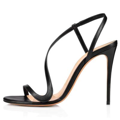 China Fashion Trend Women's Heel Shoes Ladies Strappy Stiletto Heels 2021 Barely There Sandals for sale