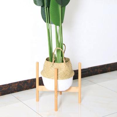 China Casual Home Indoor Living Room Succulent Radish Small Green Pot Balcony Plant Wooden Wooden Flower Planter Stand for sale