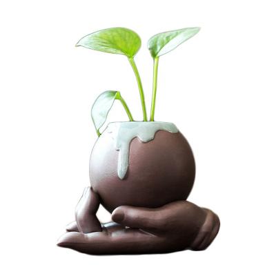 China Modern New Sale Creative Coin Grass Vase Hydroponic Ceramic Indoor Ceramic Flower Pot for sale