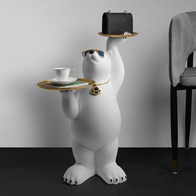 China Traditional Creative Animal Mute Resin Large Floor Bear Gift Animal Sculpture Decoration For Living Room Porch Tray Home Decoration for sale