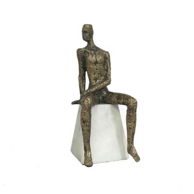 China Yellow Bronze Character Statues Metal Home Decoration Crafts Modern Pieces Accessories for sale