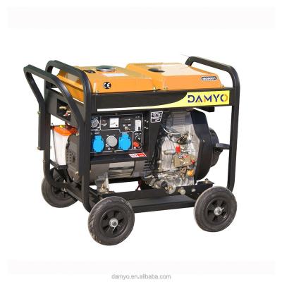 China 6000w 6kw 6kva portable single cylinder welding diesel engine generator with price 945*555*700 open type for sale