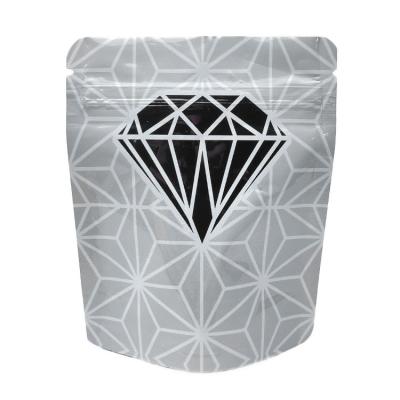 China Wholesale Empty Stand 3.5g Moisture Proof Mylar Bags With Diamond Print Accept Customization Zipper Bag for sale