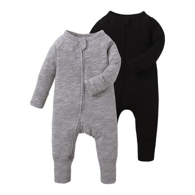 China Daily Clothing Ready to Ship Winter Solid Color Baby Romper Bamboo Cotton Baby Overalls Long Sleeve Baby Pajamas Clothes for sale