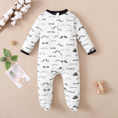 China Footie Daily Pajamas Baby Overalls RTS Long Sleeve Print Knitted Overalls 100% Cotton Baby Clothes Baby Romper for sale