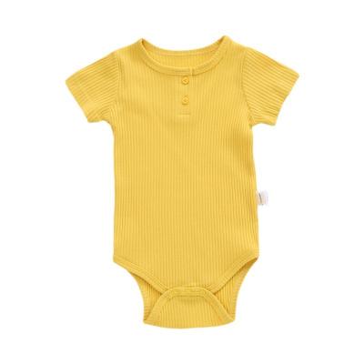 China Festival Solid Color Cotton Baby Clothes Short Sleeve Baby Knit Romper Summer Baby Jumpsuit for sale