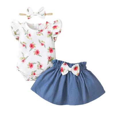 China Breathable Baby Clothes Clothing Sets 100% Cotton 3Pcs Summer Baby Outfit Sleeveless Baby Clothing Sets for sale