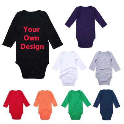 China Festival Baby Clothes Cotton Unisex Long Sleeve Baby Knitted Romper Solid Color Customizable Blank Baby Bodysuit for sale