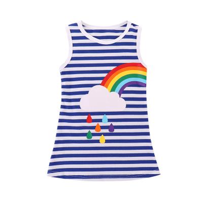 China Summer Breathable Rainbow Printed Baby Clothes Baby Principal 100% Cotton T-shirt Sleeveless Baby for sale