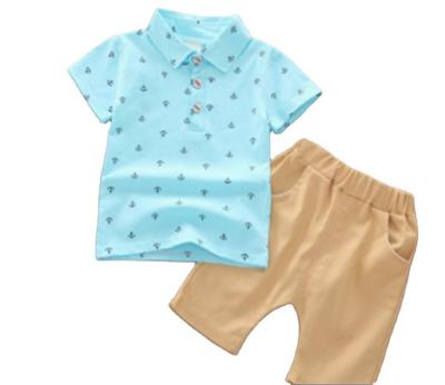 China 2021 Children's Korean Style Short-sleeve Baby Clothes Set Breathable Amazon Hot Sale Polo Boy Clothes for sale