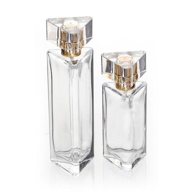 China 30ml 50ml cosmetic triangle lead free empty glass perfume bottle for sale