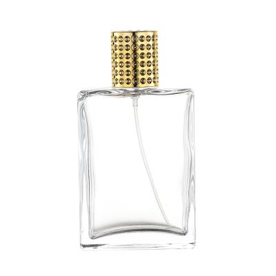 China Wholesale 100ml Cosmetic Packaging Clear Empty Square Shaped Luxury Glass Spray Perfume Bottle for sale