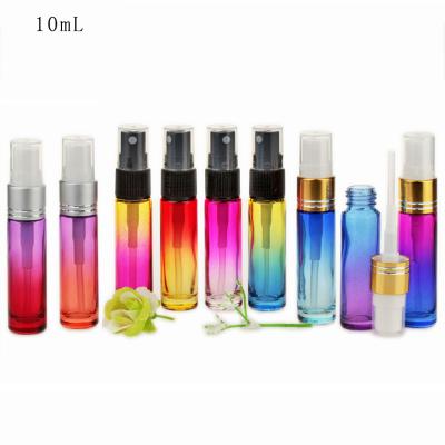 China Gradient 10ml Glass Spray Cosmetic Perfume Bottle With Black Plastic Sprayer for sale