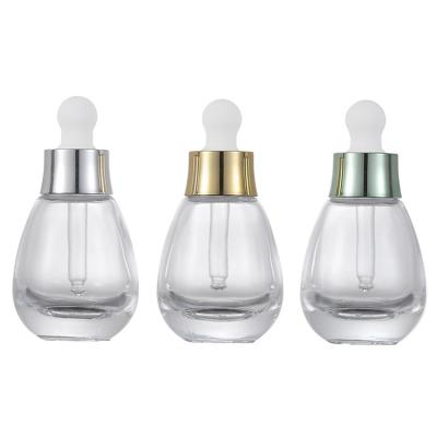 China Cosmetic Empty 30ml Cone Shape Clear Clear Glass Dropper Bottle For Essential Oil for sale