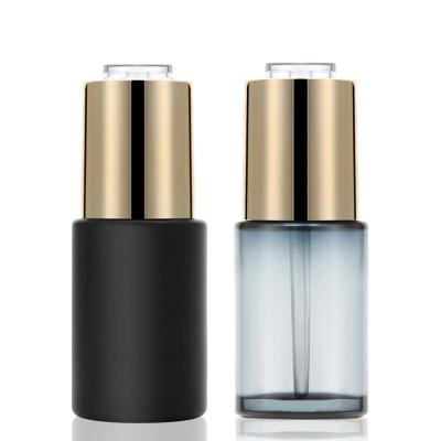 China 30ml Glass Cosmetic Dropper Bottle With Turn And Press Lid For Essential Oil for sale