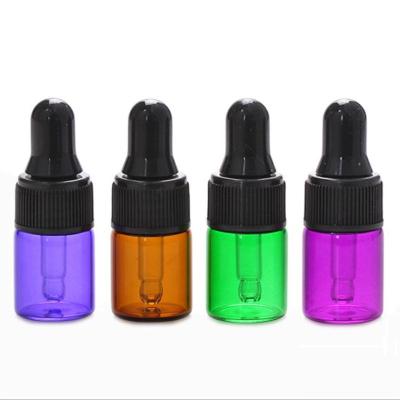 China Personal Care 1ML 2ml 3ML Blue Green Purple Essential Oil Rose Glass Dropper Bottle For for sale