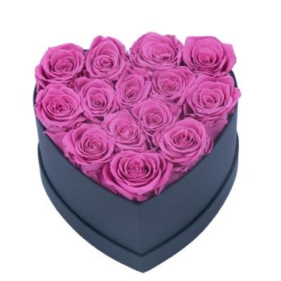 China Real Rose Valentine's Day Gift A Grade Eternal Immortal Roses Flower Head Preserved Real Roses in Heart Box for sale