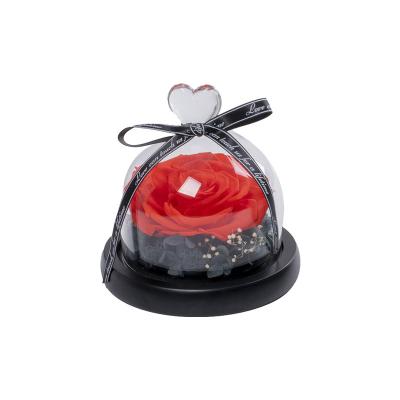 China Romantic Hot Selling Valentine's Day Decoration Mothers Day Gift Preserved rose in Glass Dome Eternal Rose for sale