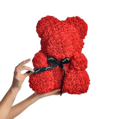 China Gift Artificial Rose Flower Bear Gift for Valentines Day Wedding Mother's Day and Anniversary PE Rose Foam Teddy Bear for sale