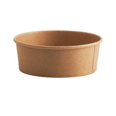 China Waterproof Customized Disposable Kraft Paper Bowls Take Out Packaging Round Shape Hot Takeaway Fast Food Bowl Lunch Containers With Lids for sale