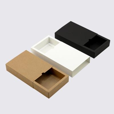 China Recyclable Wholesale Kraft Cardboard Slide Storage Packaging Drawer White Black Paper Box for sale