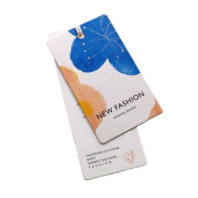 China Custom Thick Recyled Clothing Luxury Shoes Kraft Hang Tags Full Color Print Card Recycled Paper Hang Tag for sale