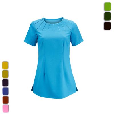 China Beauty Spa Tunic Hairdressing Massage Therapist Reusable Crossover Health Nail Salon Uniform for sale