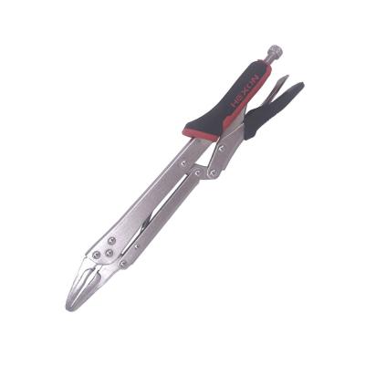 China Clamping Hot Selling Long Nose Jaw Locking Pliers Carbon Steel CRV Material Straight OEM With Plastic Handle for sale