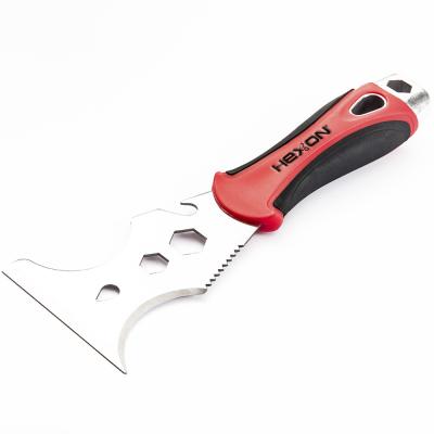 China Multifunctional Stainless Steel PP+TPR Handle 10 IN 1wall Scraper Putty Knife for sale