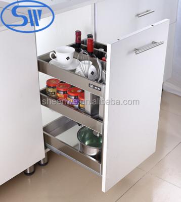 China Guangzhou Sheenwe Sustainable Stainless Steel Spice Pull Out Baskets, Seasoning Drawer Baskets, Storage Baskets for sale