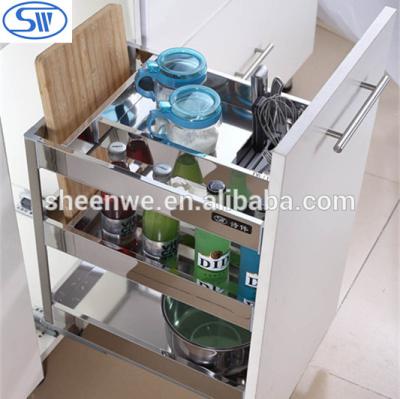 China Wholesale Guangzhou Factory Supply Viable Buffet Pull Out Basket Stainless Steel Kitchen Drawer Basket for sale