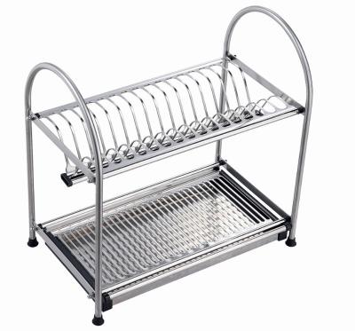 China Industrial 2 Tier Kitchen Metal Stainless Steel Dish Rack Drainer Over Sink Dish Drying Rack for sale