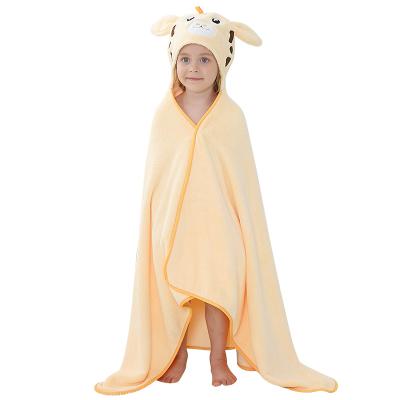 China Ultra Soft 100% Organic Cotton Baby Bath Towel Hooded Blanket With Unique Bear Face Hood Design Generous Size For Kids FGQO-114 for sale