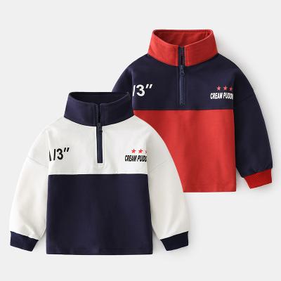 China 2021 OEM 100% Cotton Autumn Kid Quarter Zip Block High Quality Anti-Shrink Sweatshirt Pullover Unisex Hoodies For Boy Girl for sale