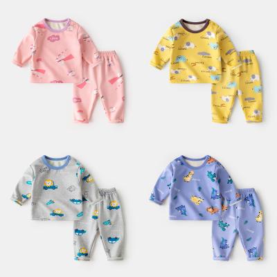 China 94% Polyester & 2021 6% Spandex OEM/ODM Style New Kids Cartoon Pajamas Long Sleeve Hot Fashion Round Neck Kids Sleepwear for sale