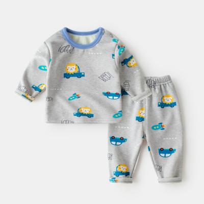 China 94% Polyester & 2021 6% Spandex OEM/ODM Style New Kids Cartoon Pajamas Long Sleeve Hot Fashion Round Neck Kids Sleepwear for sale