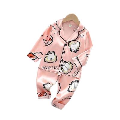 China Baby Boy Girls Sleepwear Satin Long Sleeve Pajamas Set Kid Spring Autumn White Breathable Children Pajamas for sale