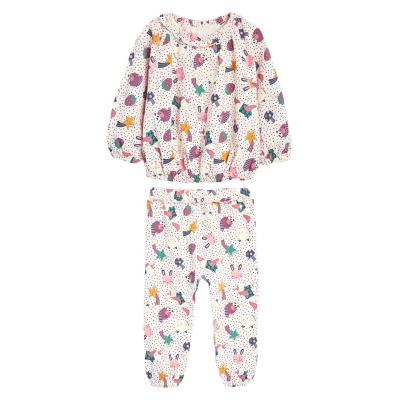 China Wholesale Breathable OEM Customize Kids Girls High Quality Clothing Sets Organic Cotton Baby Pajamas Clothes for sale