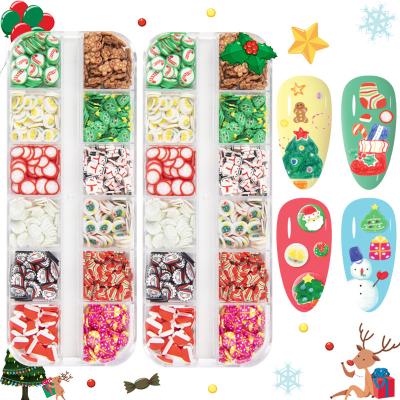 China Clay Beads Christmas Series Nail Stickers Cartoon Christmas Tree Gingerbread Man Crystal Bead Clay for sale