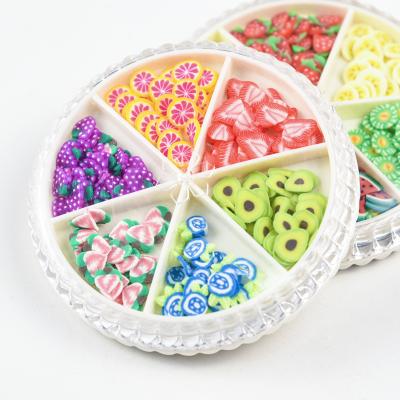 China African Clay Beads Nail Art Accessories Slime Filled Nail Patches Fruit Nail Art Clay Beads DIY Mix Disc for sale