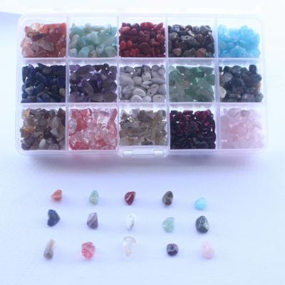 China Natural Stone Stone Boxed Combination 15 Grid DIY Crystal Agate Tree Of Life Beaded Accessories for sale