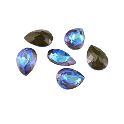 China Loose K9 Crystal Rhinestone Brooch, Pointback Gemstone Teardrop Beads 13*18mm for sale