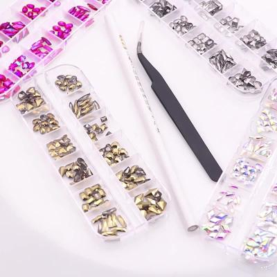 China Flat Bottom Diamond Rhinestones ab Crystal Decorated Pointback 12 Grids Kits For Jewelry for sale