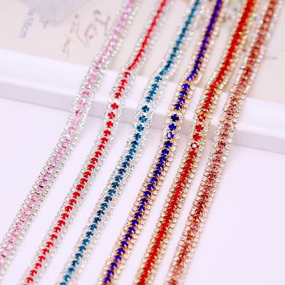 China Pointback All-match dress code chain diy jewelry accessories 3MM three row rhinestone balance cup crystal claw chain for sale