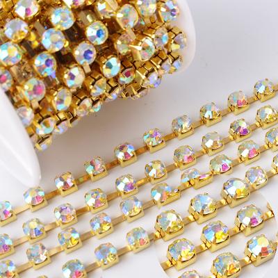 China Glass Diamonds Chaton Beads Crystal Rhinestone Chain, Loose Cup Chain Pointback Rhinestones For Garment Dress Bags for sale