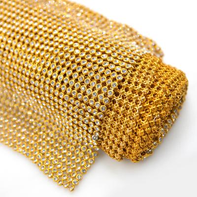 China High Quality Pointback Gold Sew On Rhinestone Mesh For Garment, Wholesale Crystal Rhinestone ab Aluminum Mesh Sheet for sale