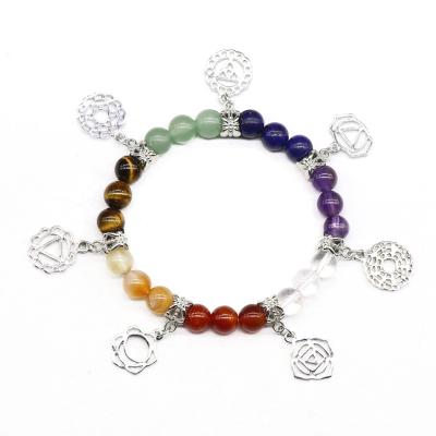 China BOHEMIA Bracelet Colorful Agate Seven Chakra Yoga Symbol Crystal Jewelry Bracelet for sale