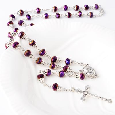 China BOHEMIA Wholesale Crystal Glass Beads Rosary Christian Rosary Necklace Jewelry Religious Crucifix Prayer Necklace for sale