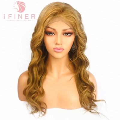 China iFINER real hair wig for sale china raw hair colored wigs hair water wave wig medium size for sale